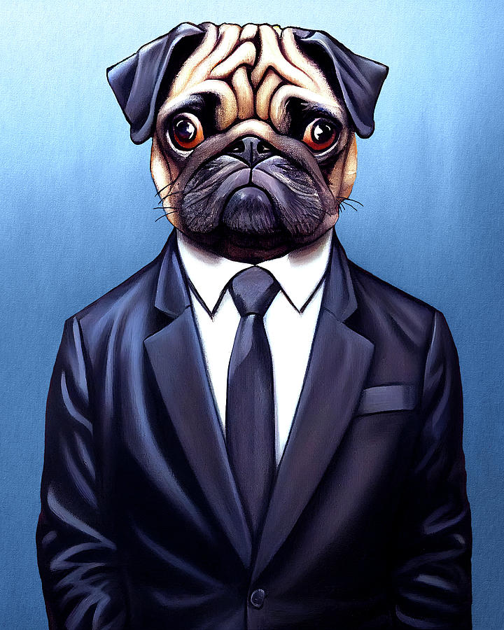 Sharp Dressed Pug Digital Art by Mark Tisdale