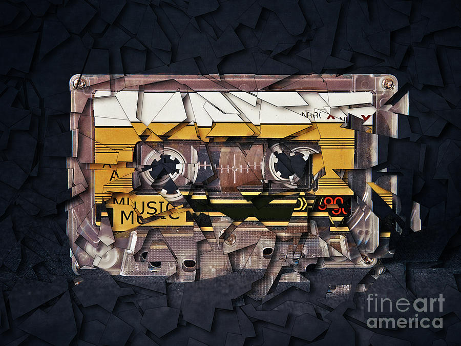 Shattered Cassette Tape Digital Art by Phil Perkins