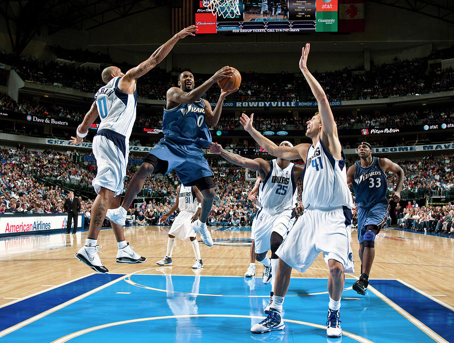 Shawn Marion, Dirk Nowitzki, and Gilbert Arenas Photograph by Glenn James