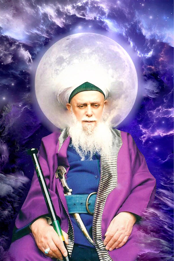 Shaykh Nazim Purple Gawth Moon Digital Art by Sufi Meditation Center