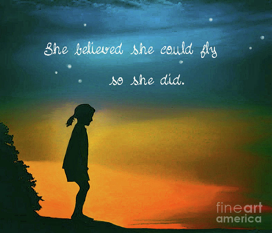 She Believed She Could Fly So She Did. Digital Art by Maureen Tillman