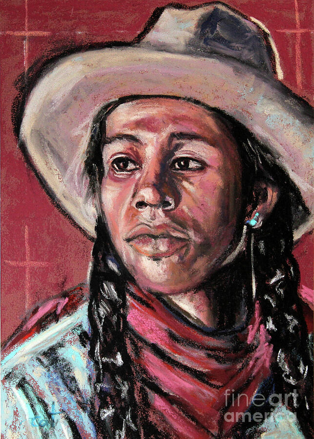 Portrait Pastel - She can rope and ride by Cat Culpepper
