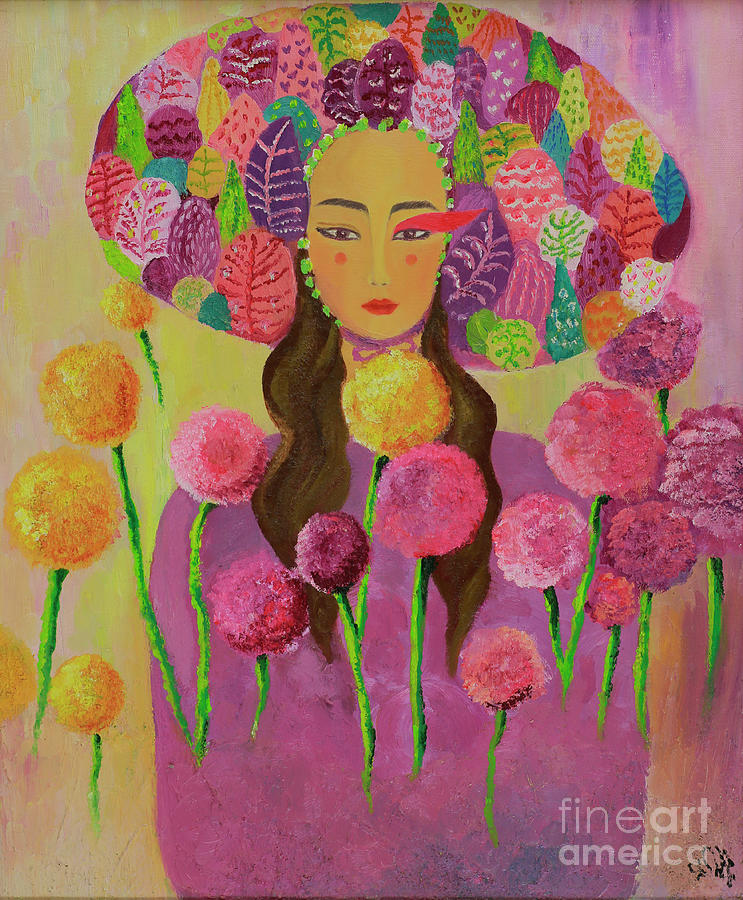 She is creative  Painting by Zolzaya Dagvadorj