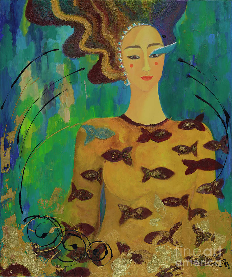 She is Listener Painting by Zolzaya Dagvadorj