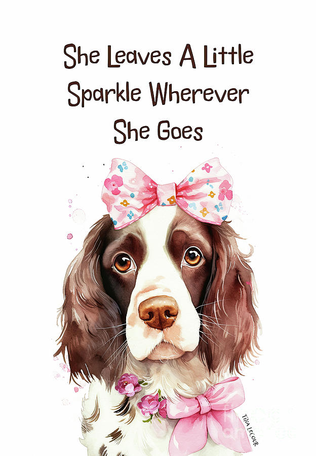 Springer Spaniel Dog Painting - She Leaves A Little Sparkle by Tina LeCour