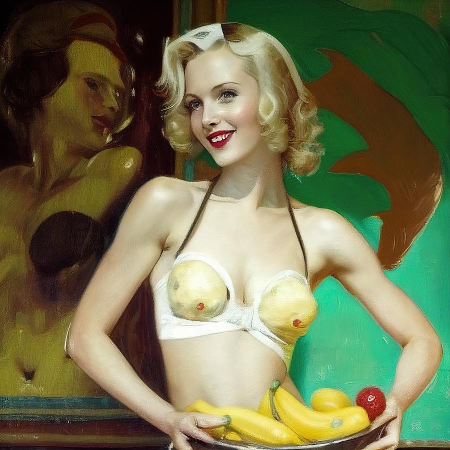 Banana Painting - She likes bananas by My Head Cinema