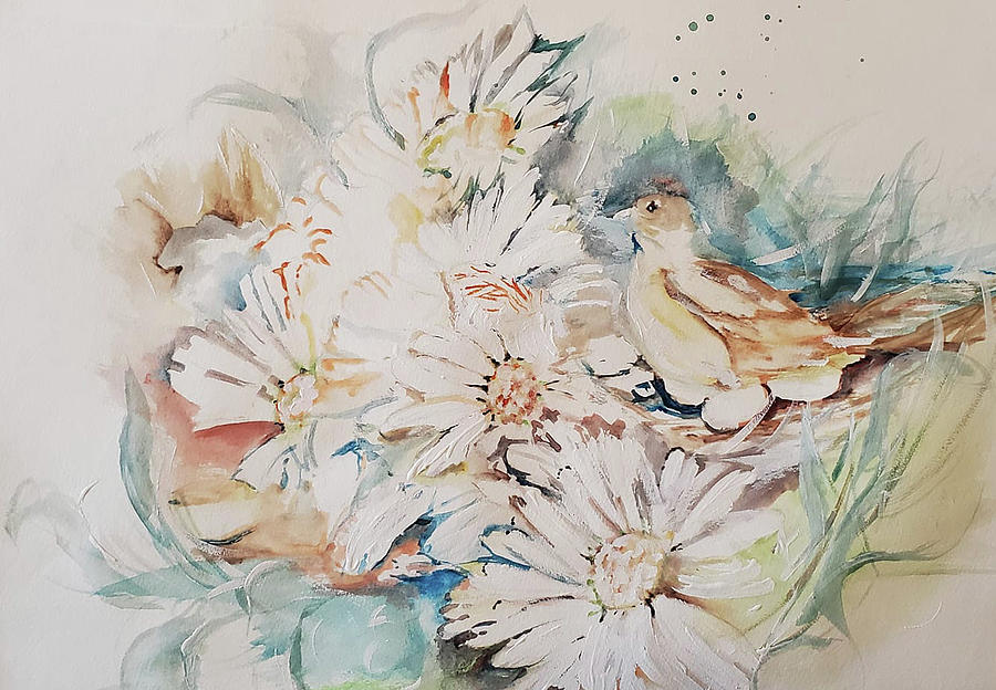 She Made Her Nest On The Ground Watercolor Painting by Lisa Kaiser