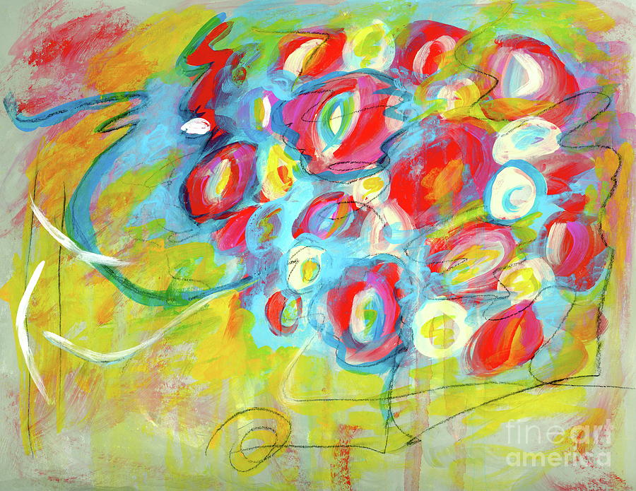 Abstract Flowers Painting - She Used to be a Good Girl, Abstract Flowers Painting by Itaya Lightbourne Abstract Flowers Painting - She Used to be a Good Girl, Abstract Flowers Painting by Itaya Lightbourne