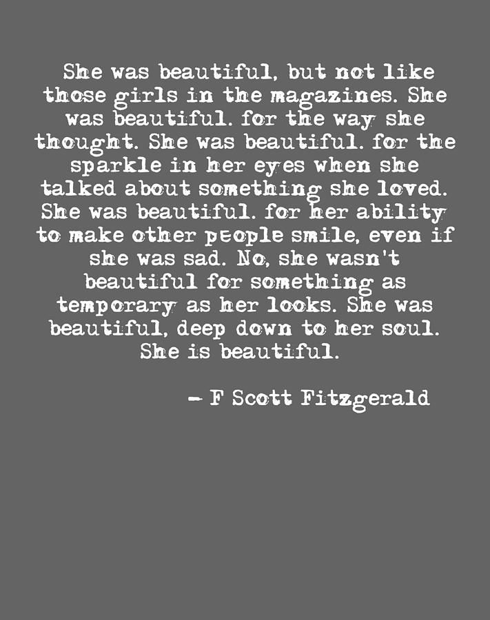 She was Beautiful F Scott Fitzgerald 63 Unisex for Men Or Digital Art ...