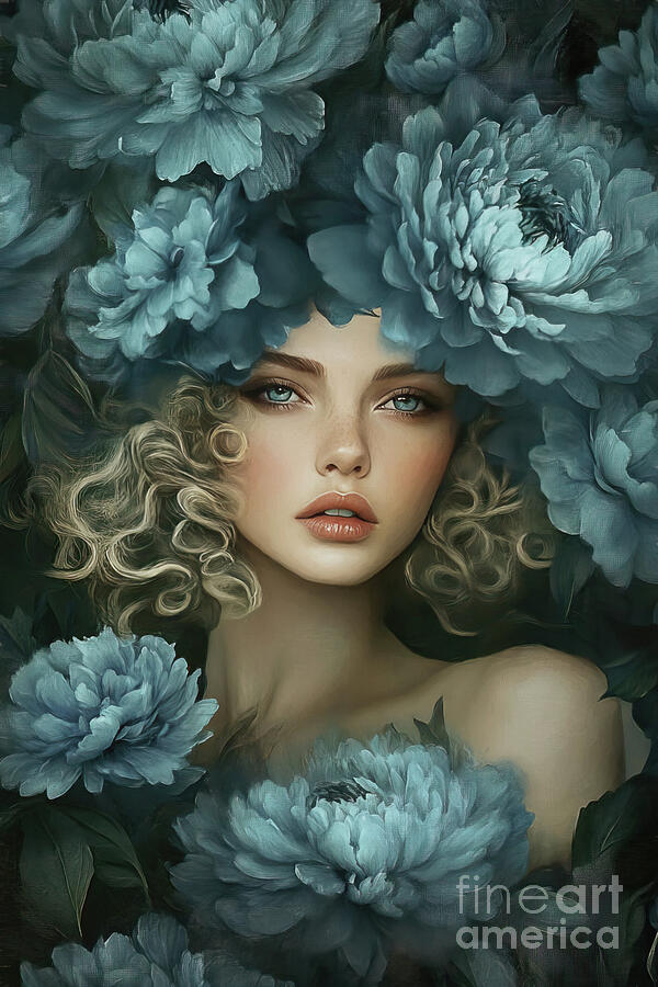 She Whispers In Peonies Painting by Tina LeCour She Whispers In Peonies Painting by Tina LeCour