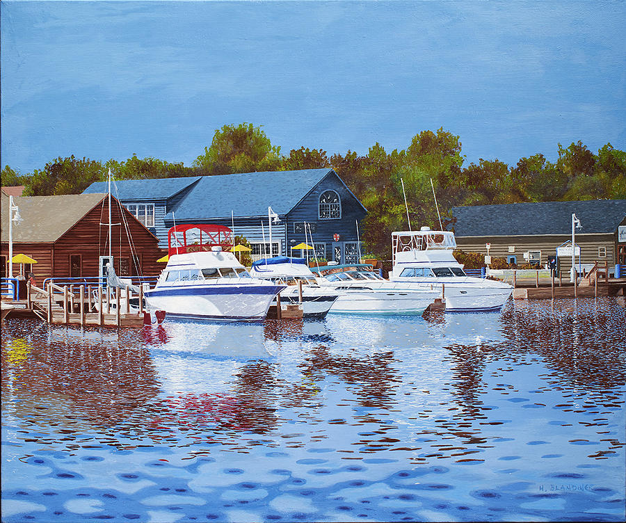 Boat Painting - Sheboygan River Marina 2 by Hugh Blanding
