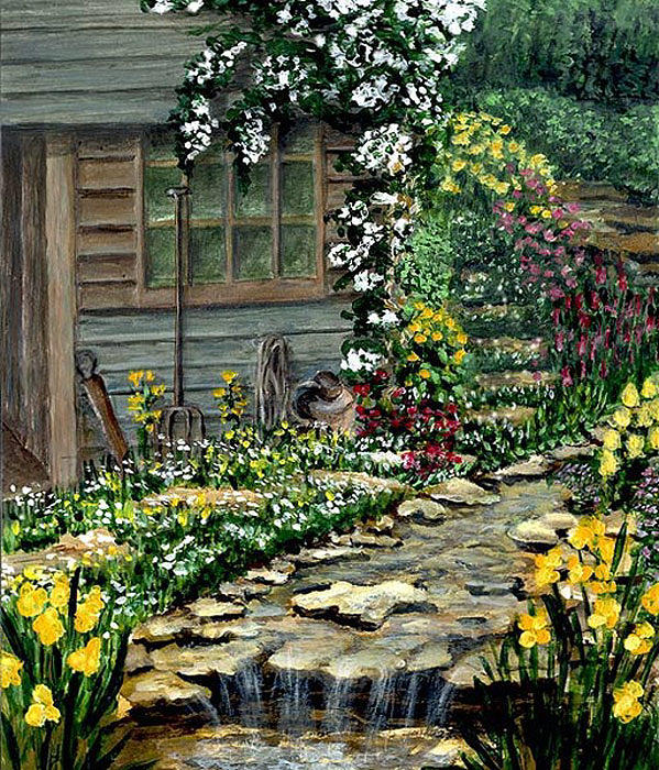 Flower Painting - Shed by Anneke Hut