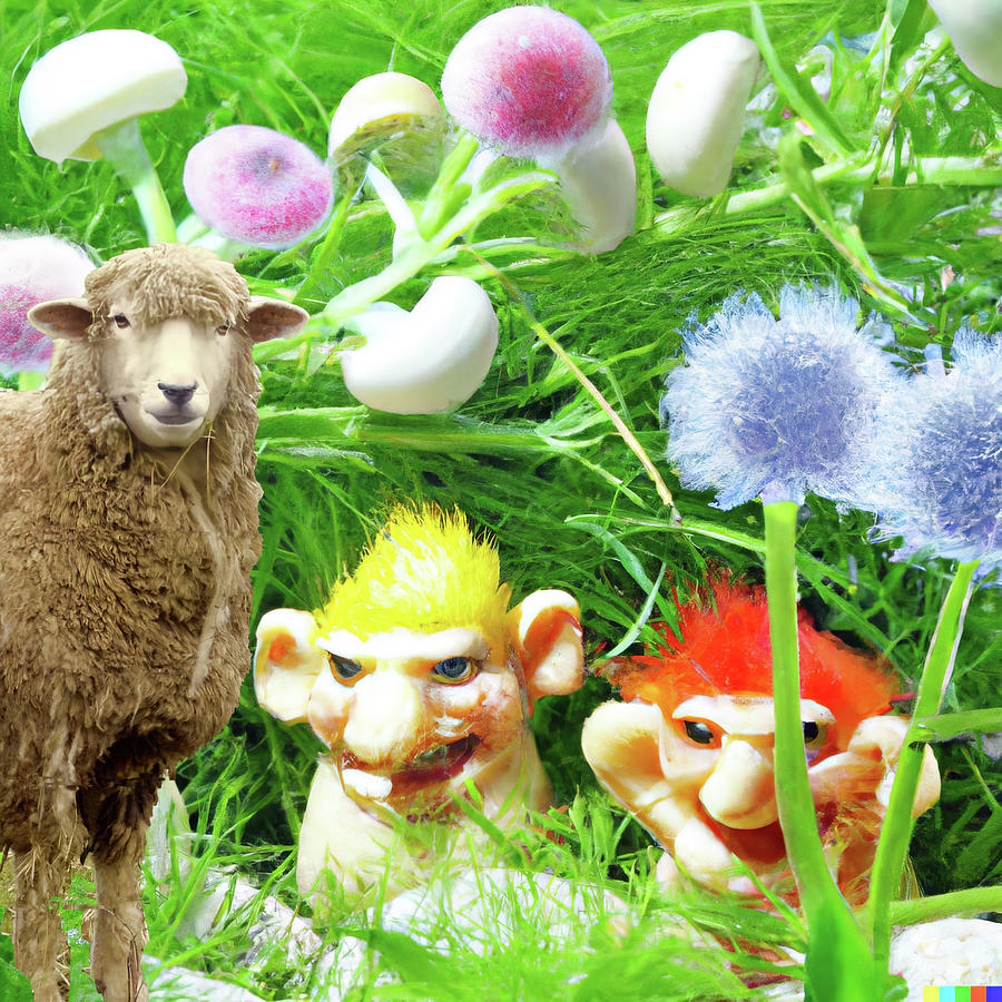 Sheep and Trolls 2 Digital Art by Cathy Anderson