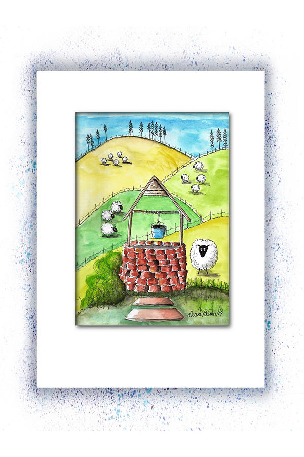 Sheep Art Folk Art Greeting Card Painting By Diane Palmer Fine Art   Sheep Art Folk Art Greeting Card Diane Palmer 