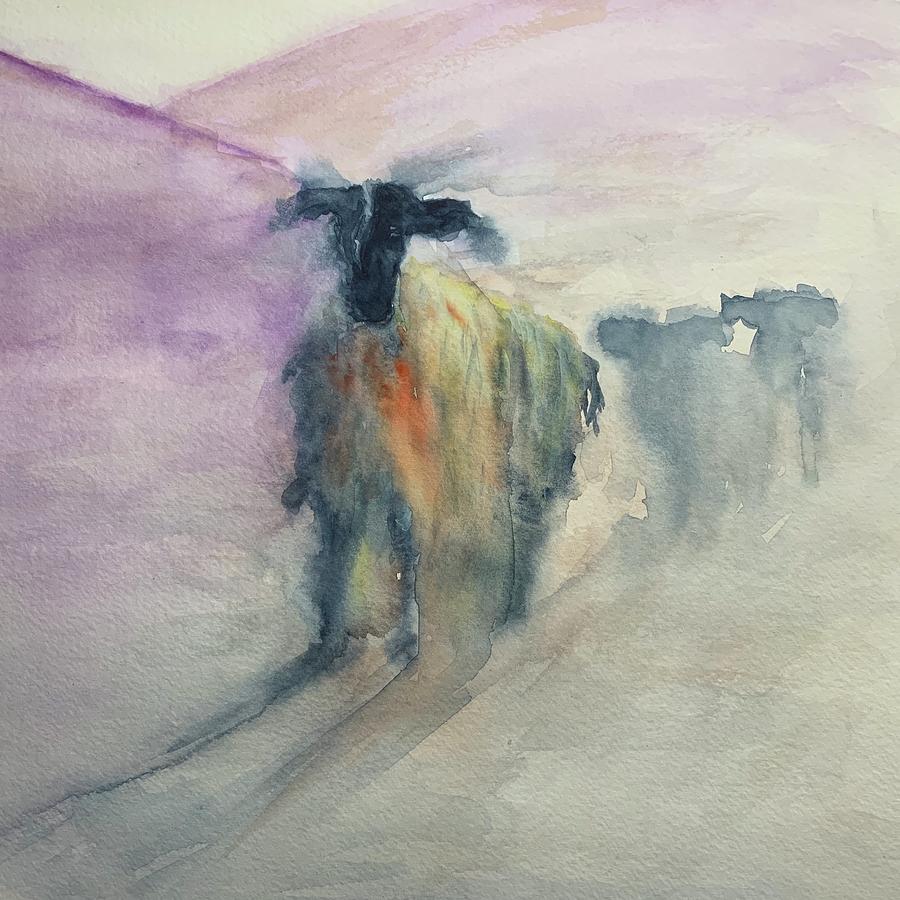 Sheep at Sunrise Painting by Christine Marie Rose