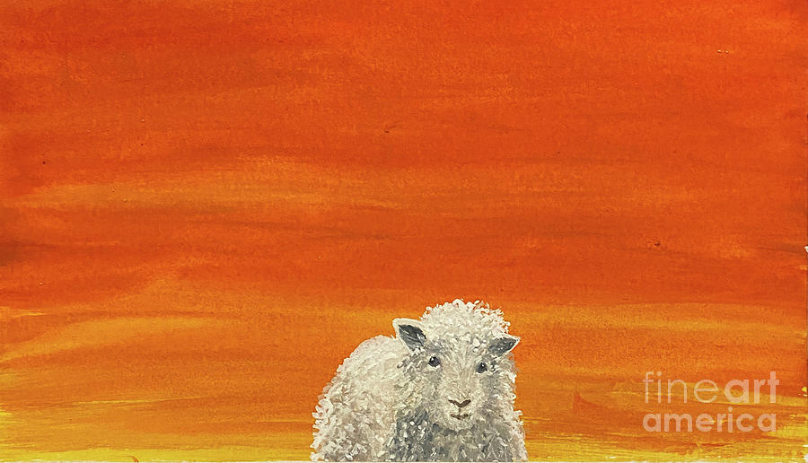 Sheep At Sunset Painting