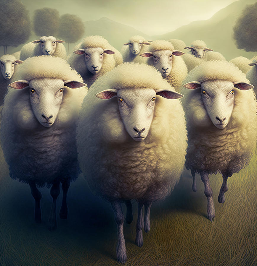 Sheep Painting by Bob Orsillo