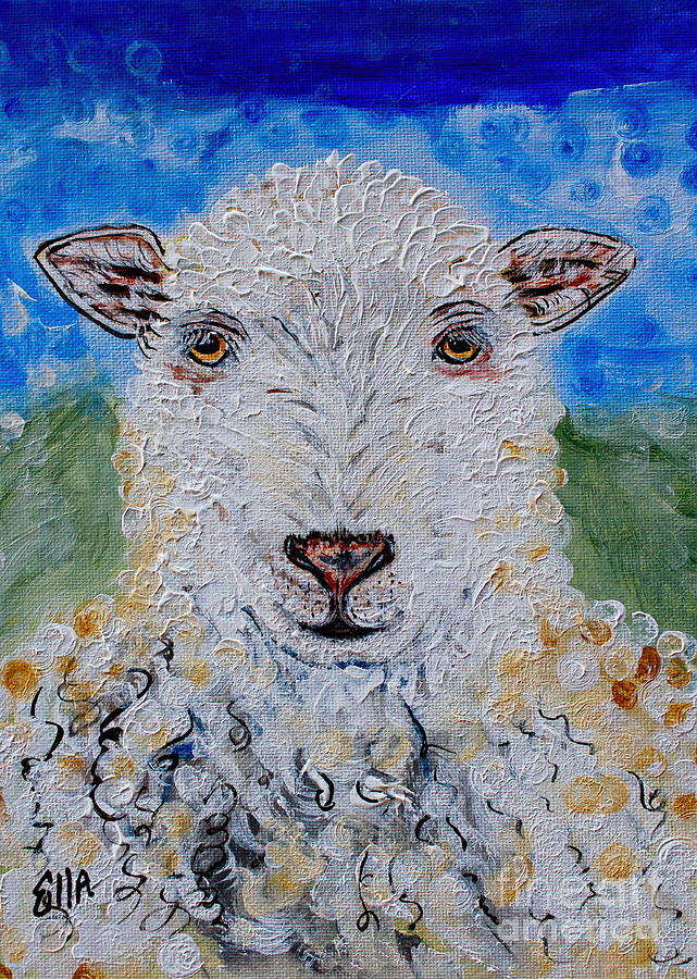 Sheep Colorful Farm Home Collection Painting by Ella Kaye Dickey