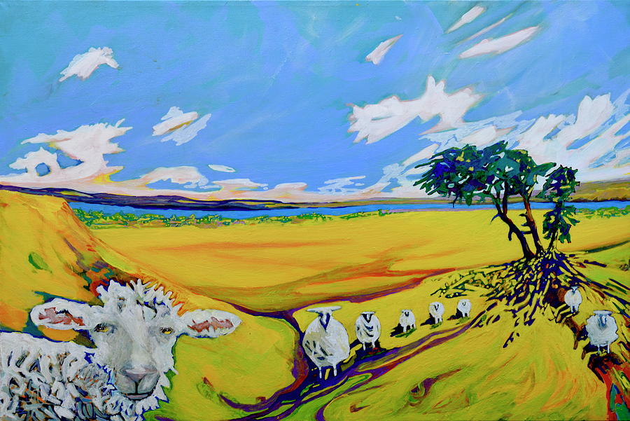 Sheep Coming Home Painting by Marysue Ryan