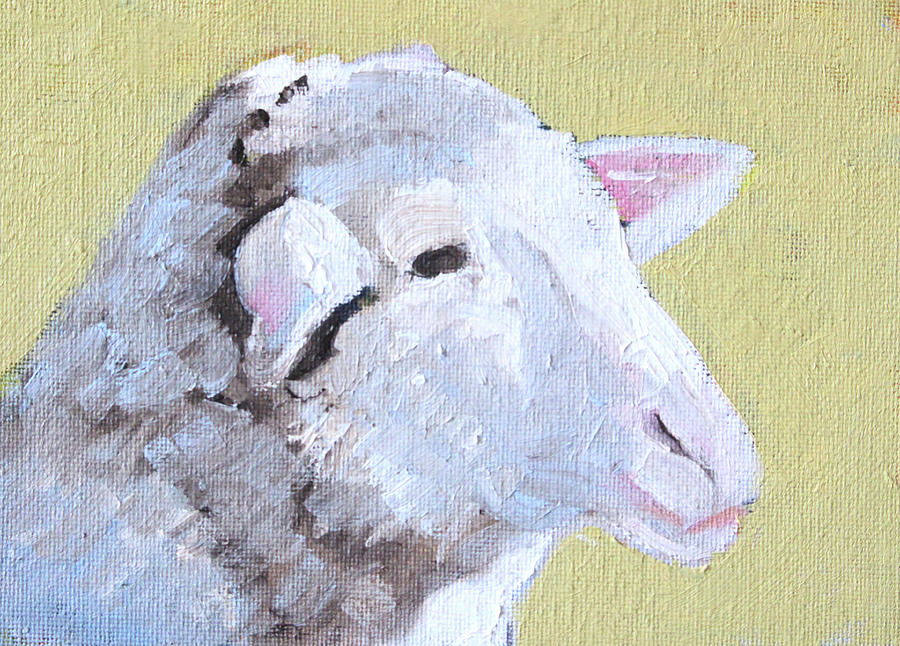 Sheep Head Painting by Nancy Merkle