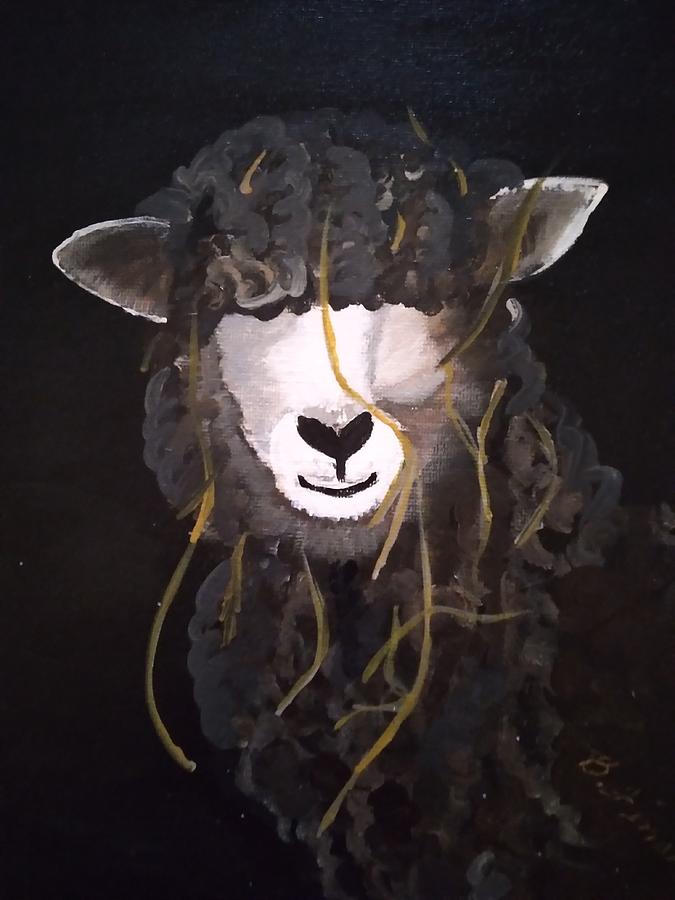 Sheep in the Hay Painting by Barbara Fincher