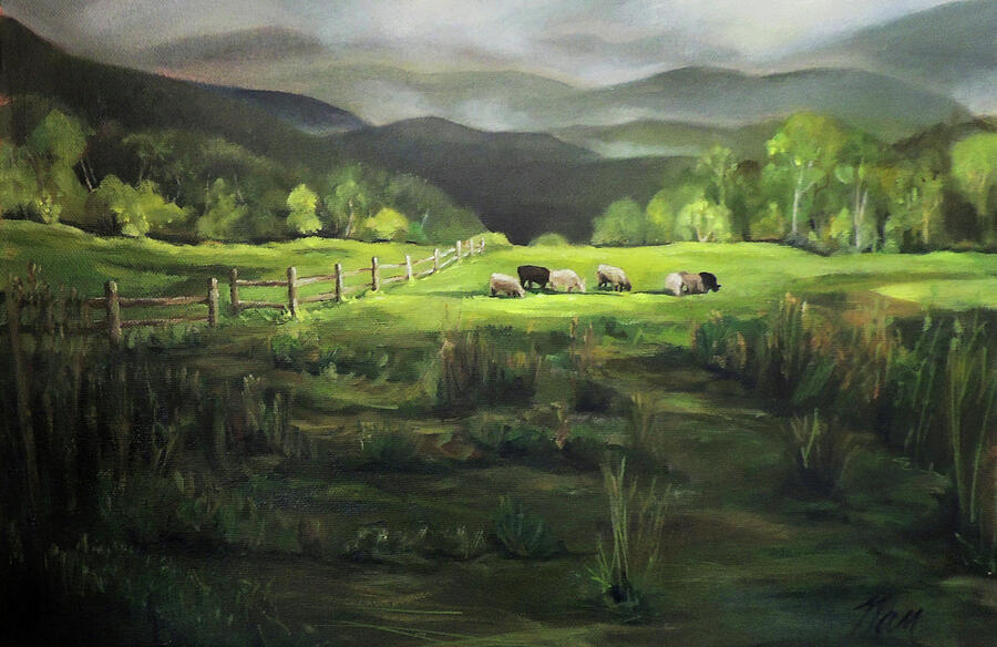 Sheep of Norwich Vermont Painting by Nancy Griswold