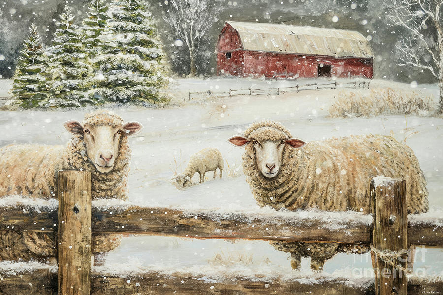 Sheep On The Farm Painting by Tina LeCour
