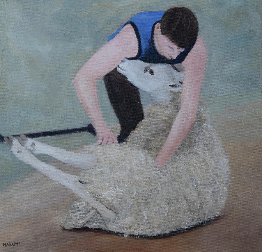 Sheep Shearing Painting by Masami IIDA