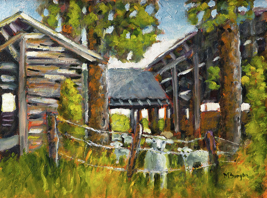 Sheep Shed at Tyee Painting by Mike Bergen