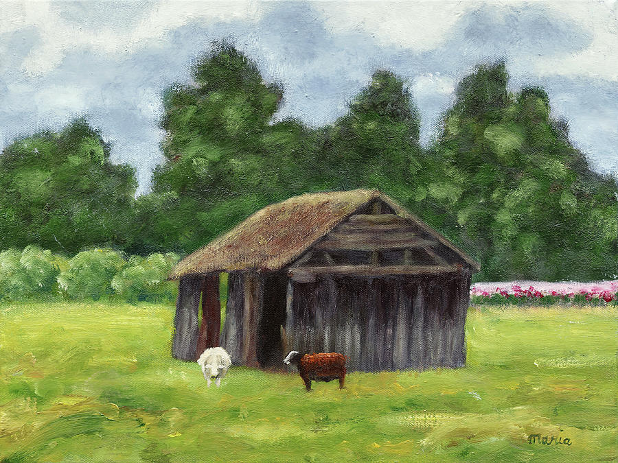 Sheep Shed Painting by Maria Meester