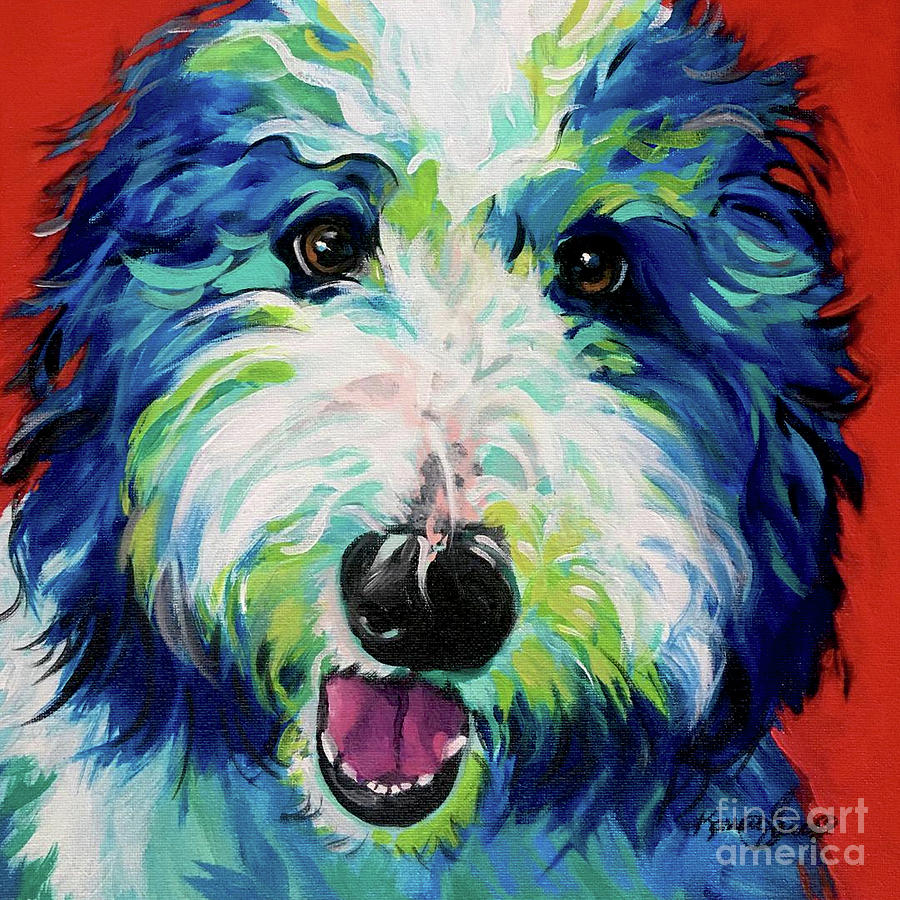 Sheepdoodle Bogie Painting by Karren Garces | Fine Art America