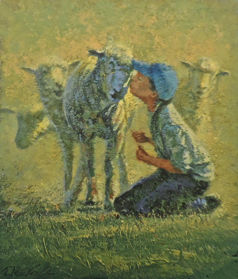 Sheepish Kiss Painting by Mia DeLode