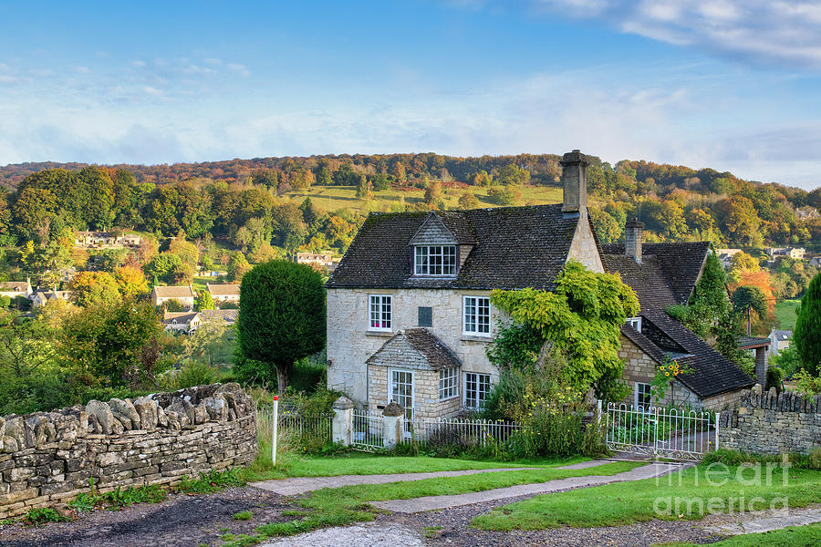 Sheepscombe Village in the Late Afternoon Autumn Light Photograph by Tim Gainey
