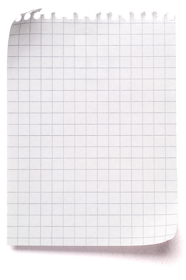 Sheet of blank maths paper isolated on white Photograph by Stockcam