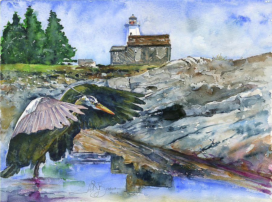 Shelburne, Nova Scotia Lighthouse Painting by John D Benson