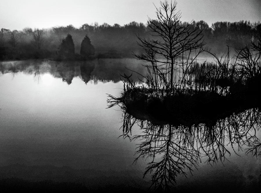 Shelby Farms Lake in Black and White Photograph by James C Richardson