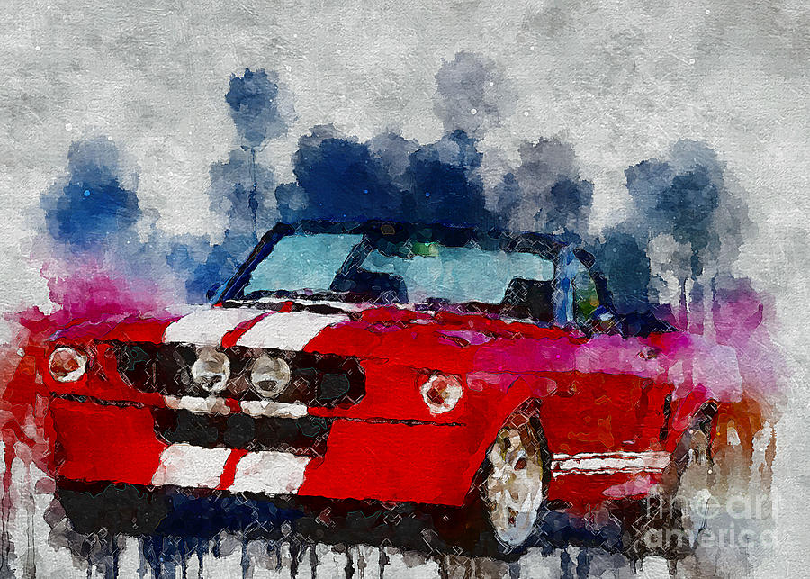 Shelby Gt500 Classic Recreation Ford Muscle Convertible Red1 Digital Art By Marietta Beatty 1545