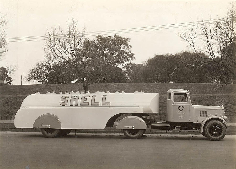 Shell streamlined petrol tanker Painting by Artistic Rifki