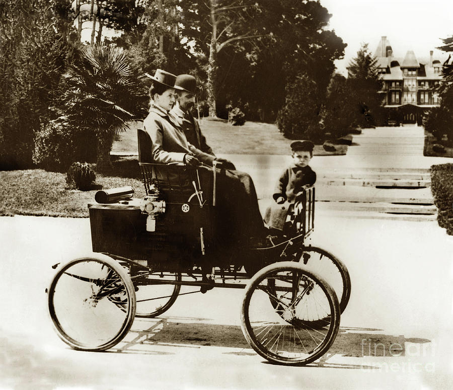 Car Photograph - Shelley Pickles with his wife Edith and son Horace in his Locomobile by Monterey County Historical Society