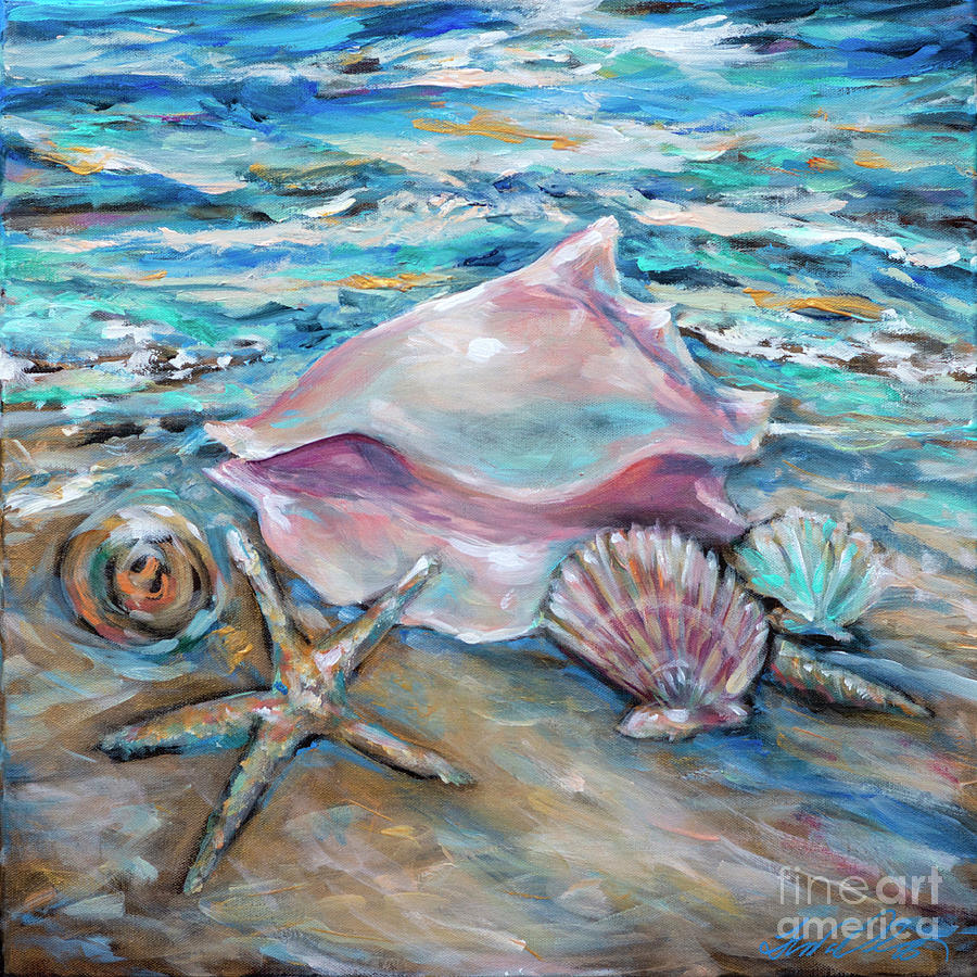 Shells at Tide Painting by Linda Olsen