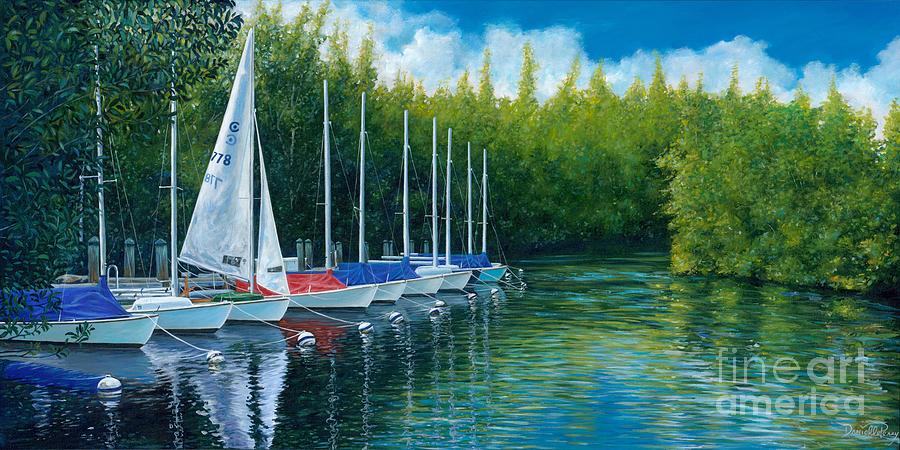 Tree Painting - Sheltered Sailboats by Danielle Perry