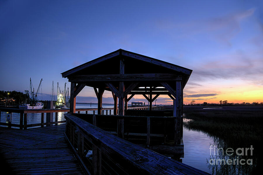 Shem Creek Boardwalk at Sunset Photograph by Shelia Hunt - Fine Art America