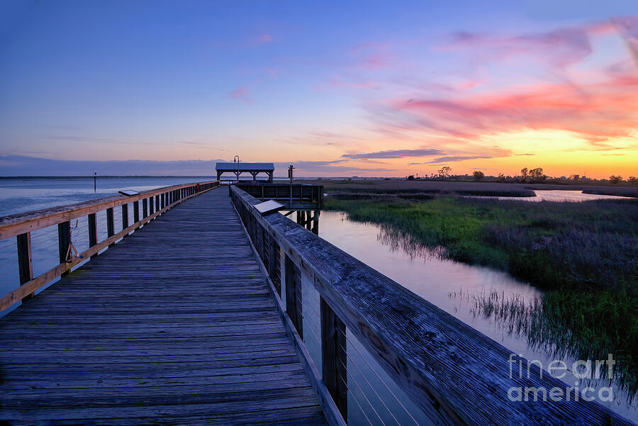 Shem Creek, South Carolina Boardwalk at Sunset Photograph by Shelia Hunt