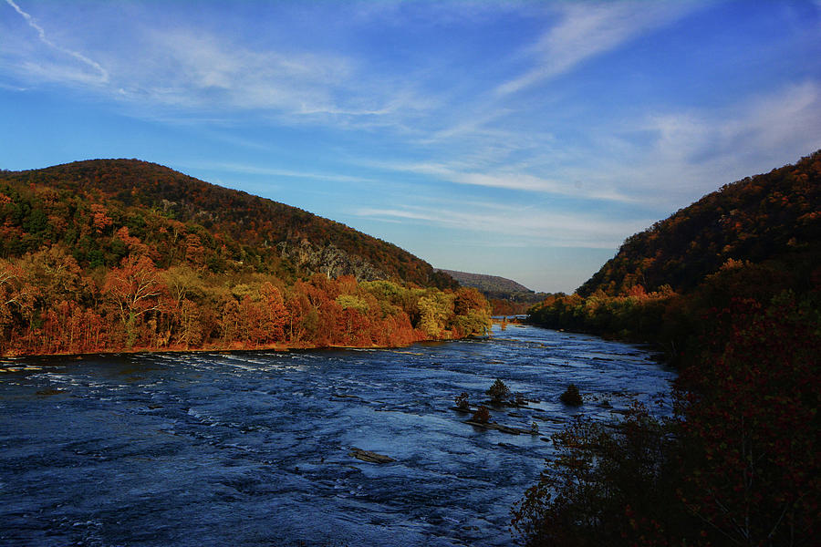Shenandoah River Crossing Along the West Virginia Appalachian Trail in Autumn Cooler Photograph by Raymond Salani III