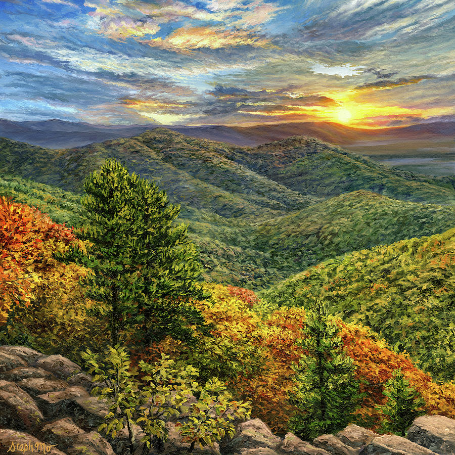 Shenandoah National Park Painting - Shenandoah Sunset by Steph Moraca