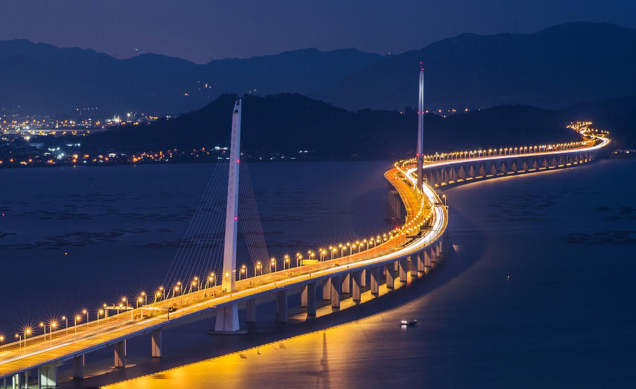 Shenzhen bridge bridge night Photograph by Ni Qin