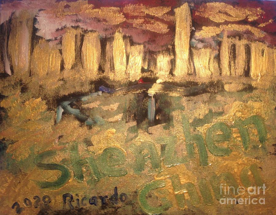 Shenzhen China at night The Golden City by Ricardo Painting by Richard W Linford