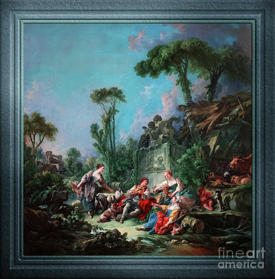 Shepherds Idyll by Francois Boucher Classical Fine Art Old Masters Reproduction Painting by Rolando Burbon