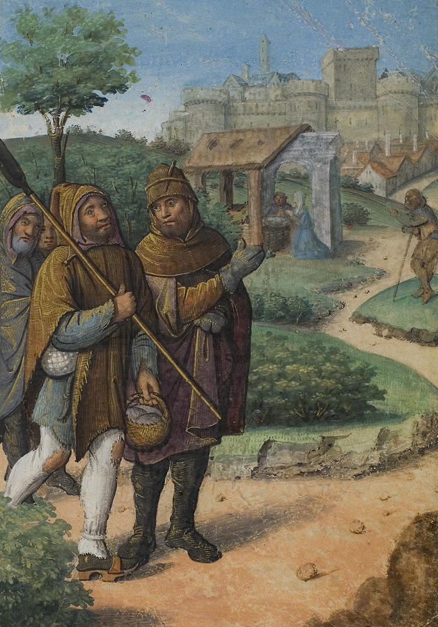 Shepherds on Their Way to the Nativity from a Book of Hours Painting by Follower of Jean Poyet