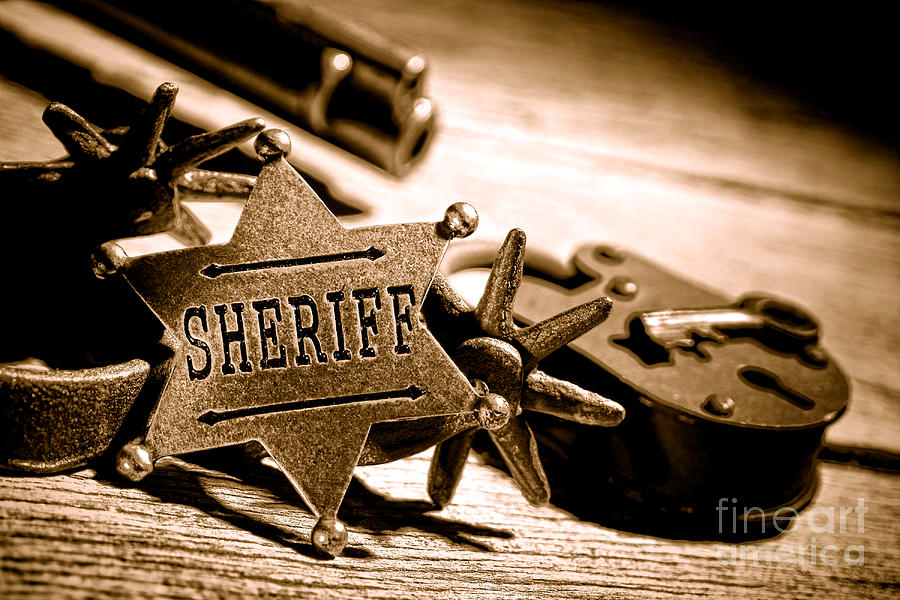 Sheriff Tools - Sepia Photograph by Olivier Le Queinec
